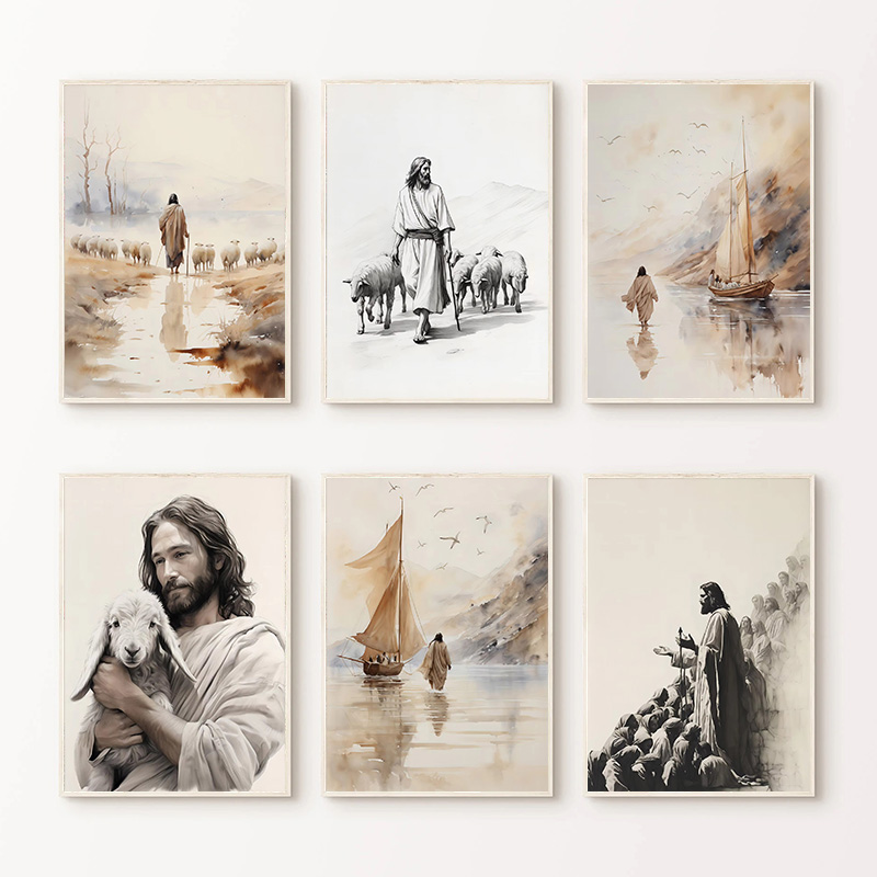 Resin Art Home Decor - Jezus Chodzi po Wodzie Chrześcijański Dobry