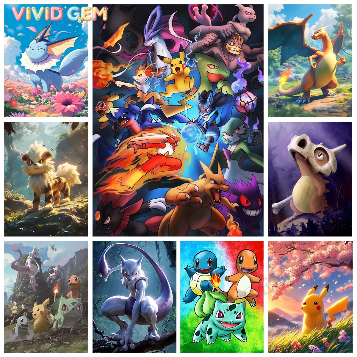 Resin Art Home Decor - VIVID GEM Nowy Pokemon DIY Diamentowy