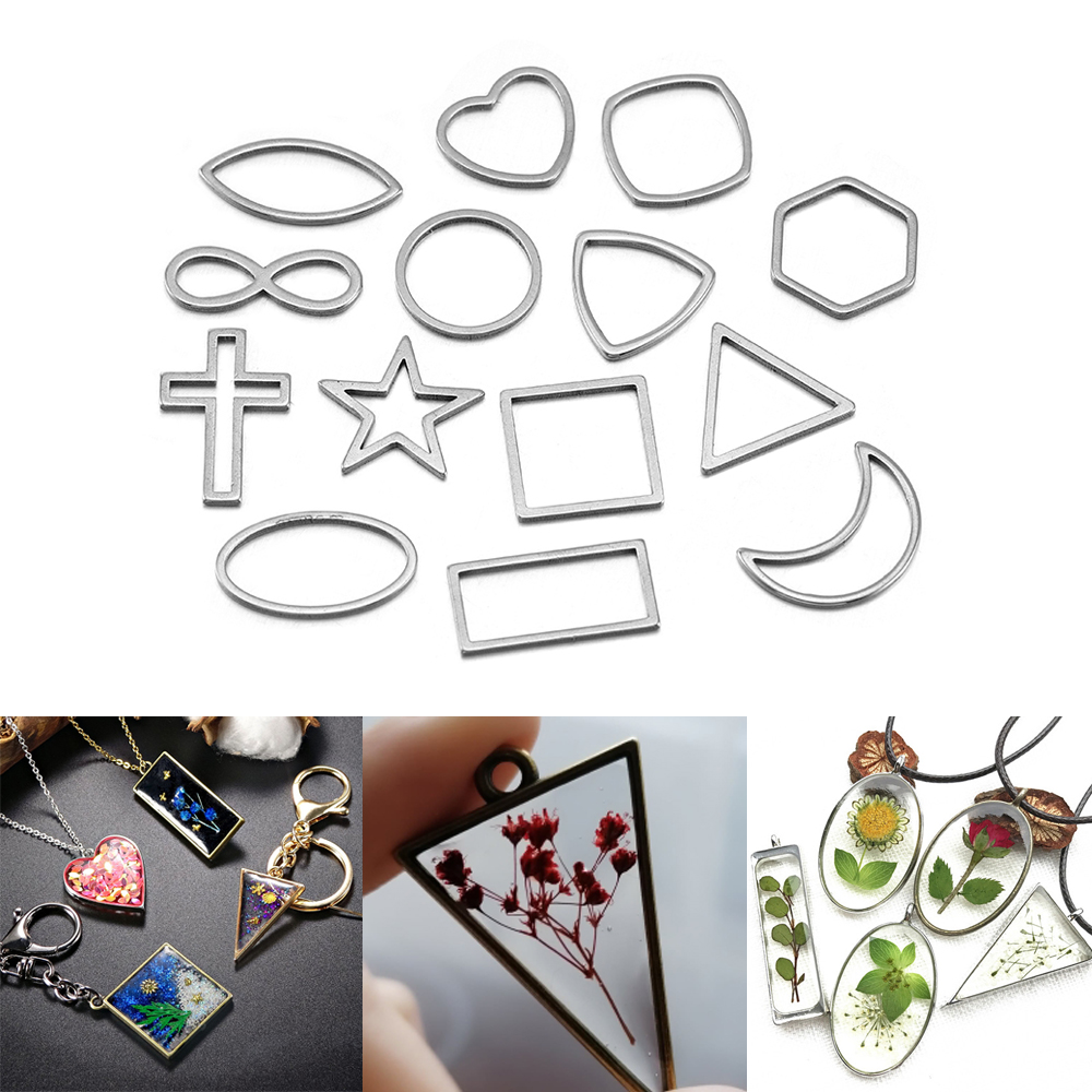 Bezels Pendant Resin - 30 sztuk/partia granicy formy geometryczne Hollow