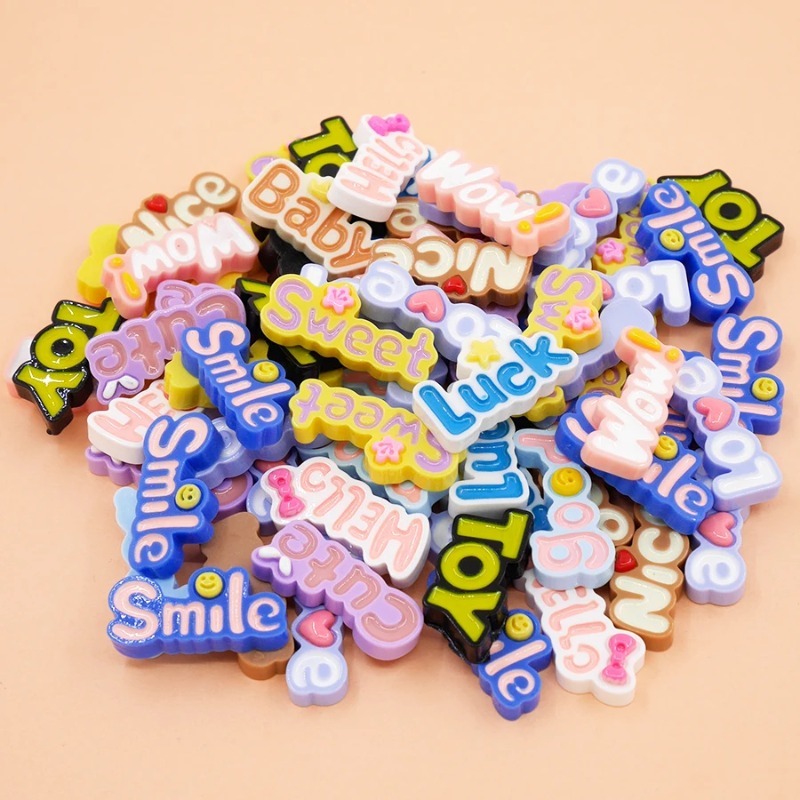 Resin Art Alphabet - 10 szt. Śliczny płaski tył Wow