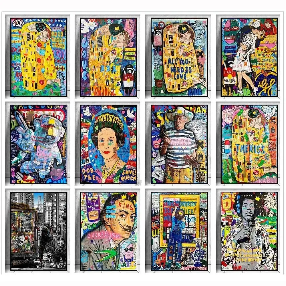 Resin Art Home Decor - Sztuka Banksy, Gustav Klimt, Pocałunek, Graffiti,