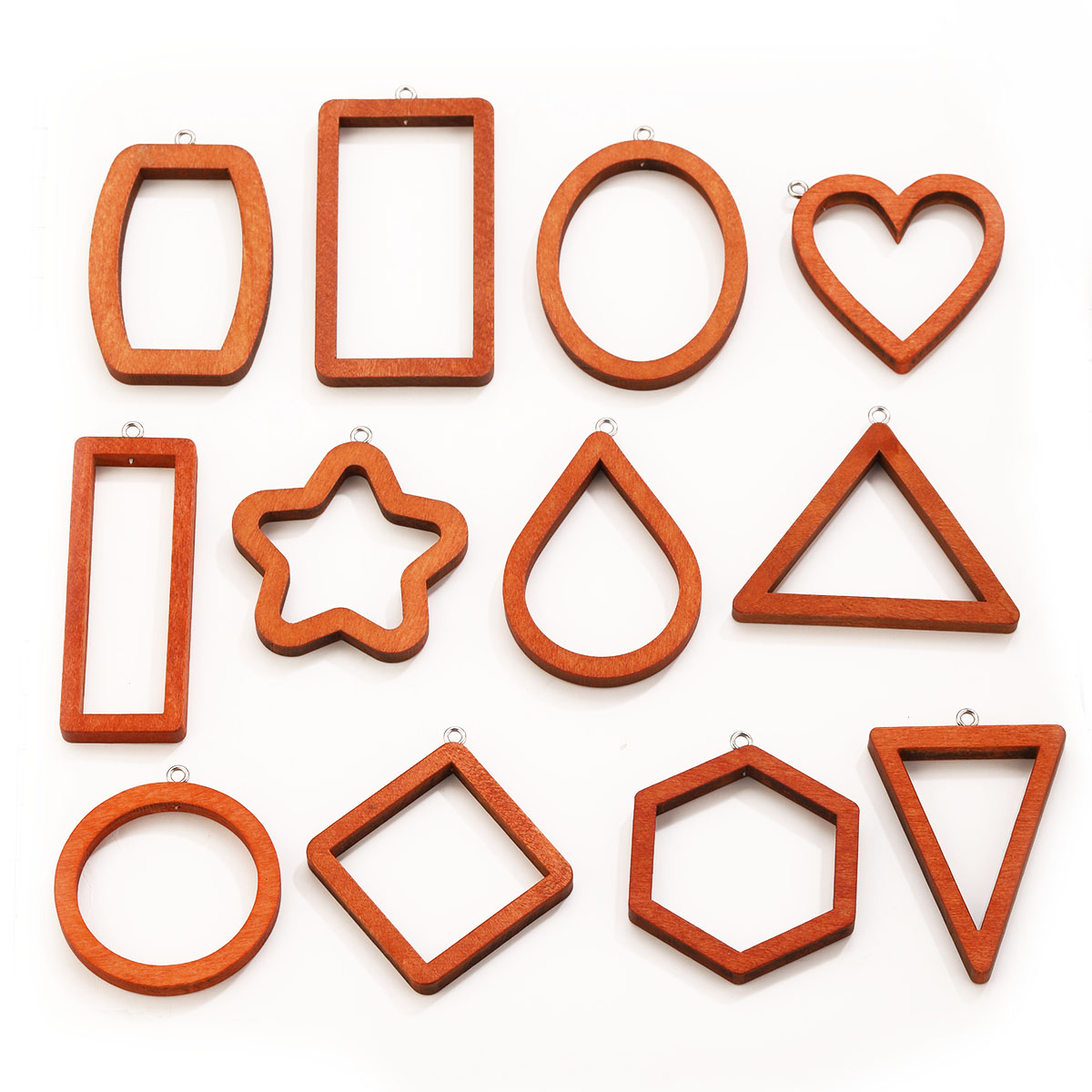 Resin Art Calligraphy - 10 SZT. Drewniane geometryczne zawieszki w