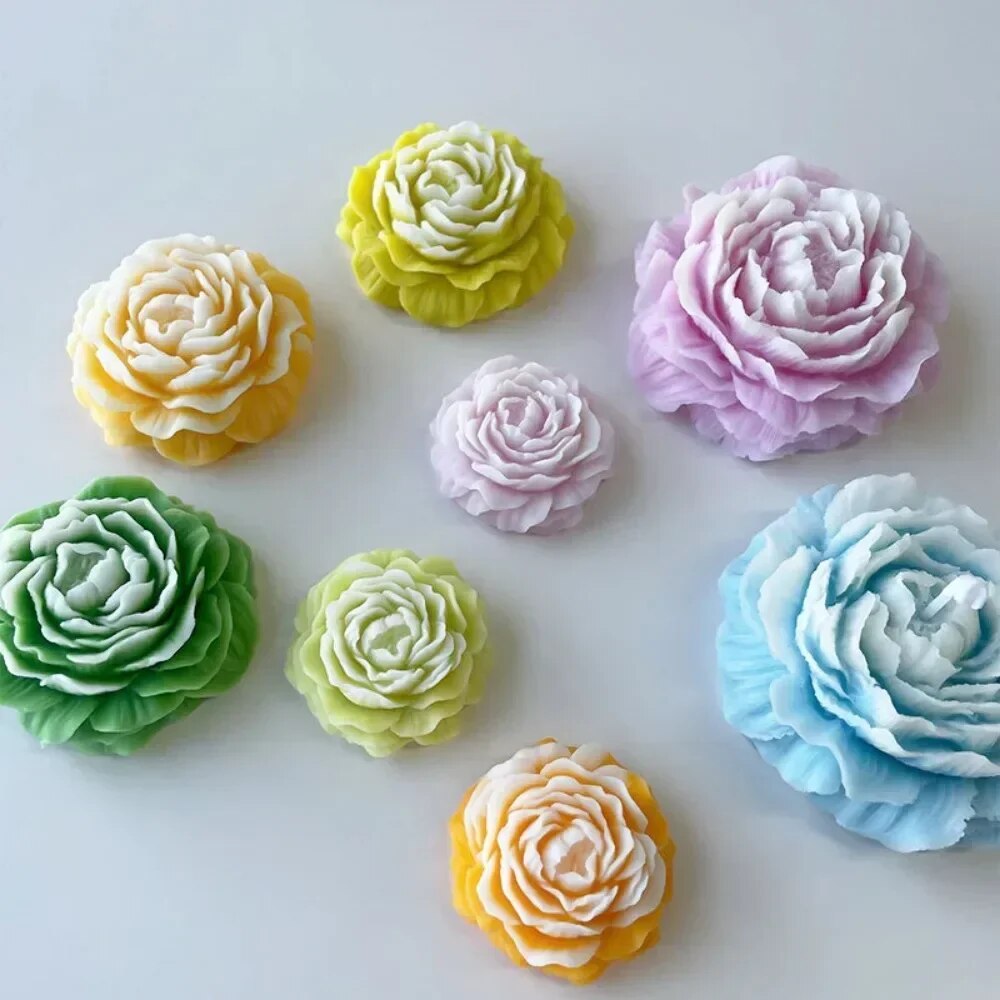 Resin Art Home Decor - 3D Peony Candle Silicone Mold DIY
